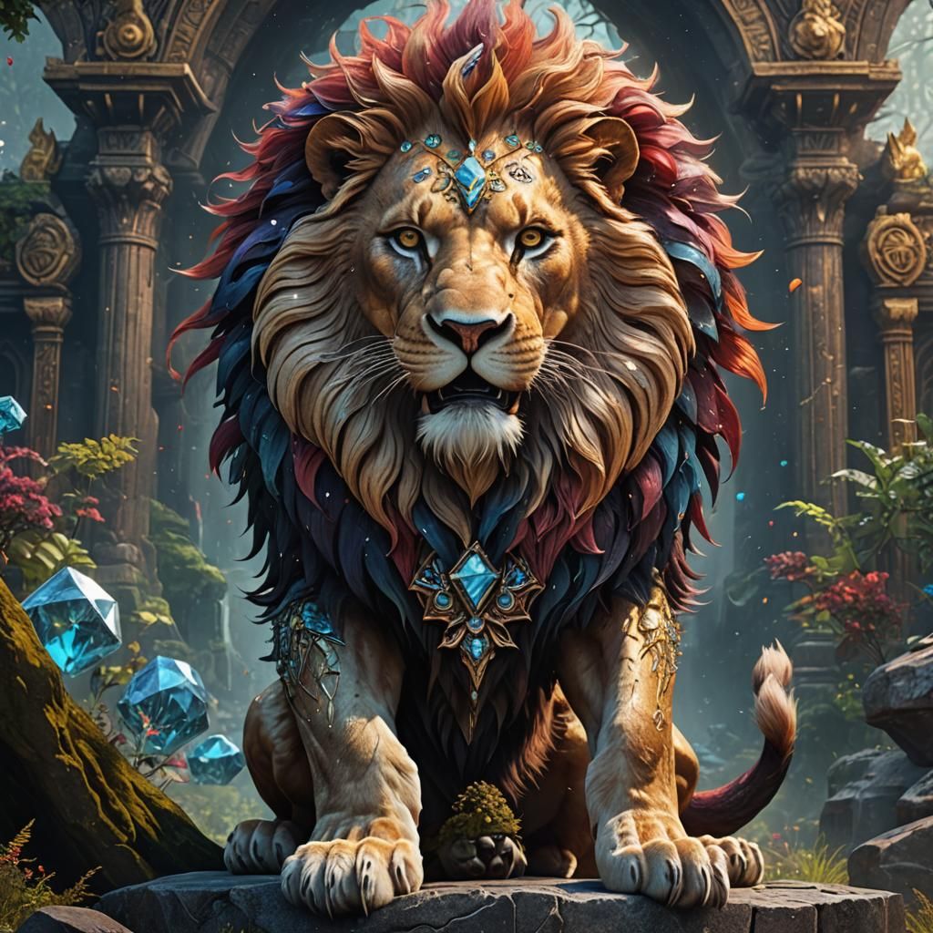 Diamond Fantasy Lion in Detailed Matte Painting