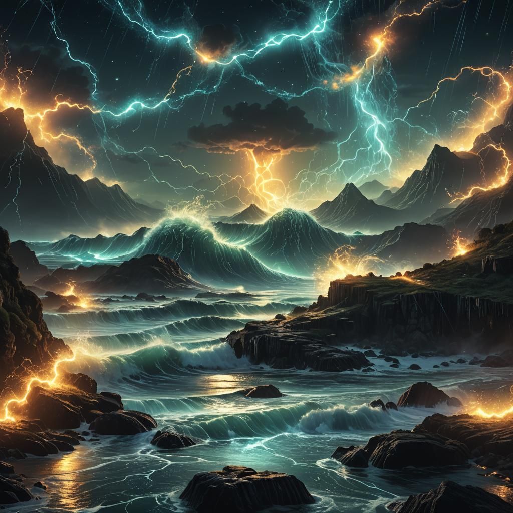 Bioluminescent Electro Waves: Digital Matte Painting