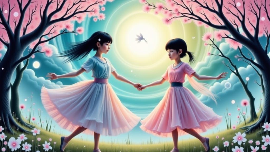 <lora:Psychopomp:1.0>  neko kids dancing under the moonlight