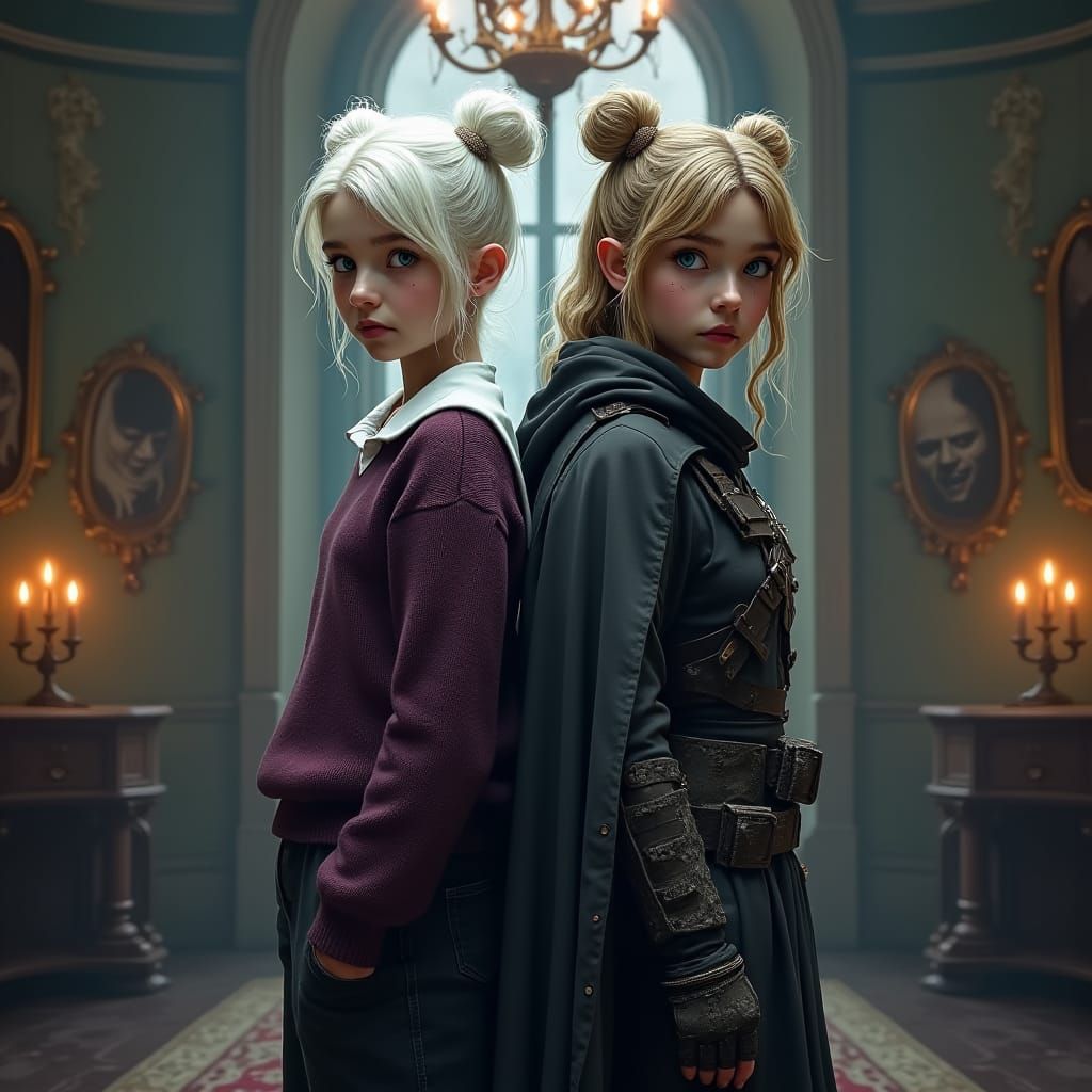 Haunted Mansion: Two Girls in a Matte Painting