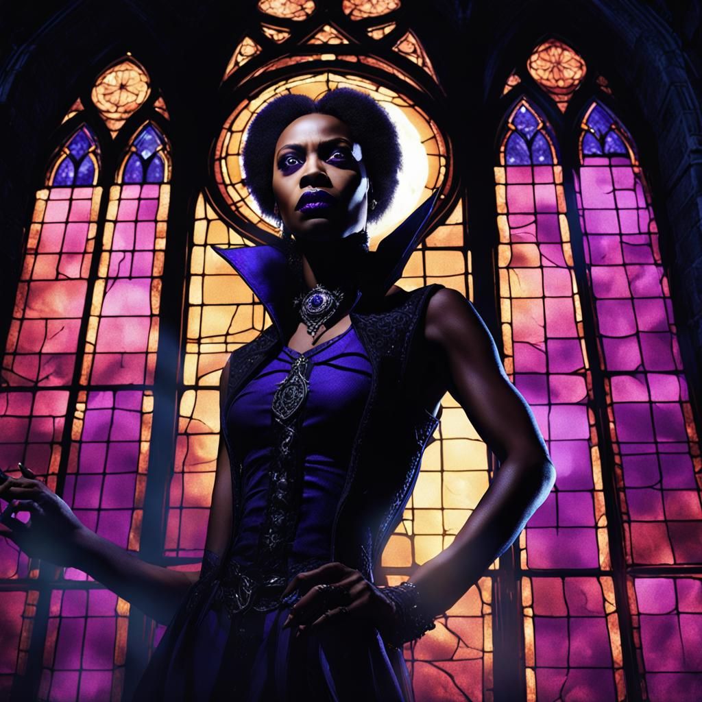 Majestic Black Vampire in Gothic Castle