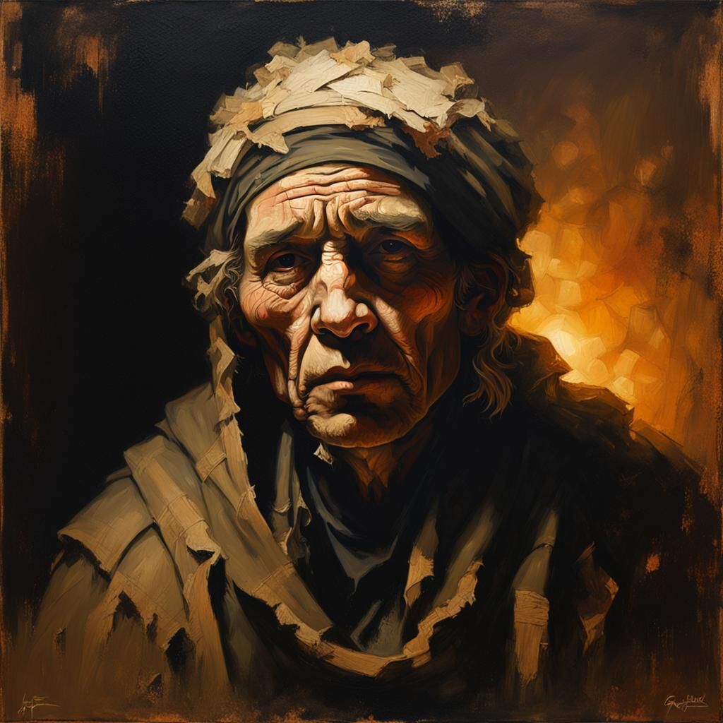 Rembrandt-Inspired Portrait of a Leper in Oil