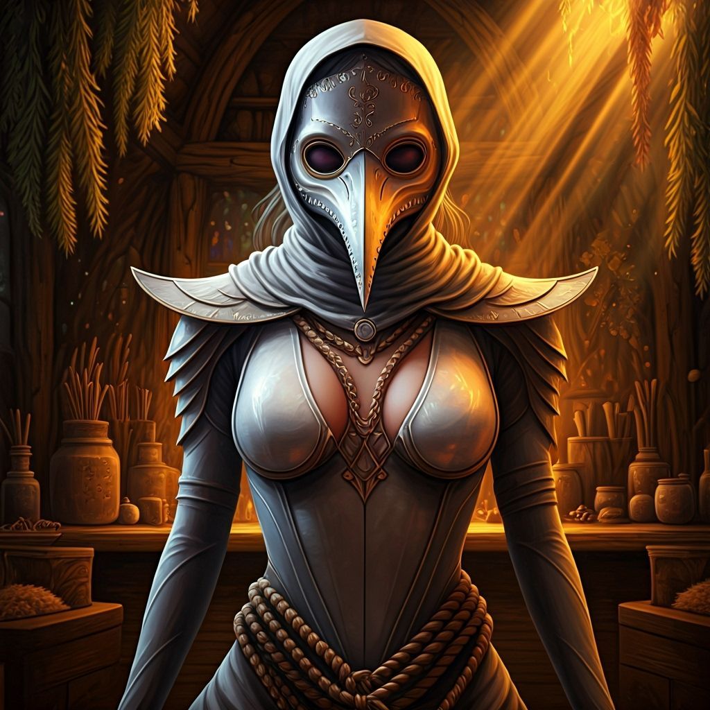 Plague Doctor Monk Meditating in Herbalist Cottage