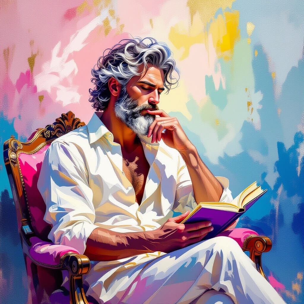 Philosopher in Dramatic Pose: Impressionist Rococo Fusion