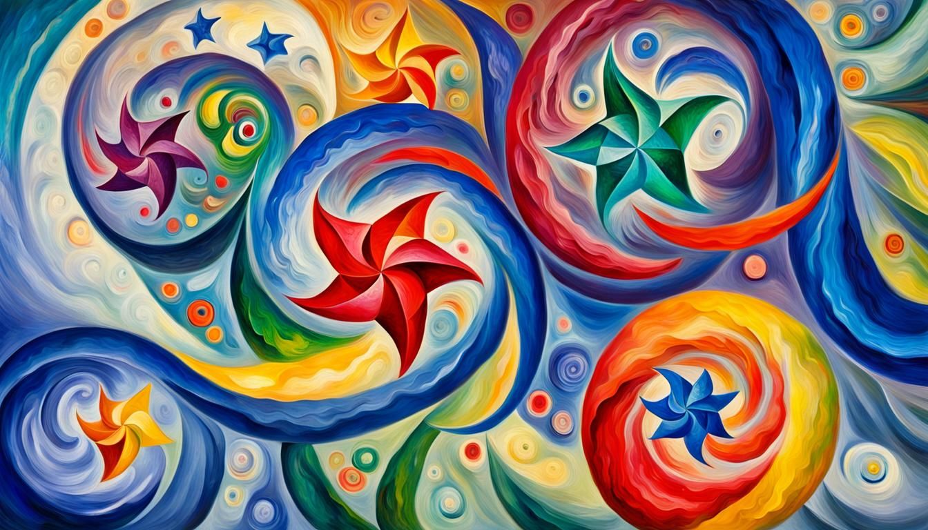 Vivid Jelly Stars Swirling in Impasto Oil Paint