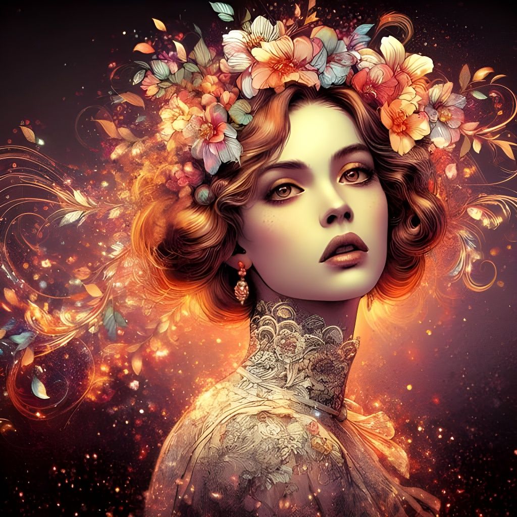 Belle Epoque Woman Portrait in Splash Art Style