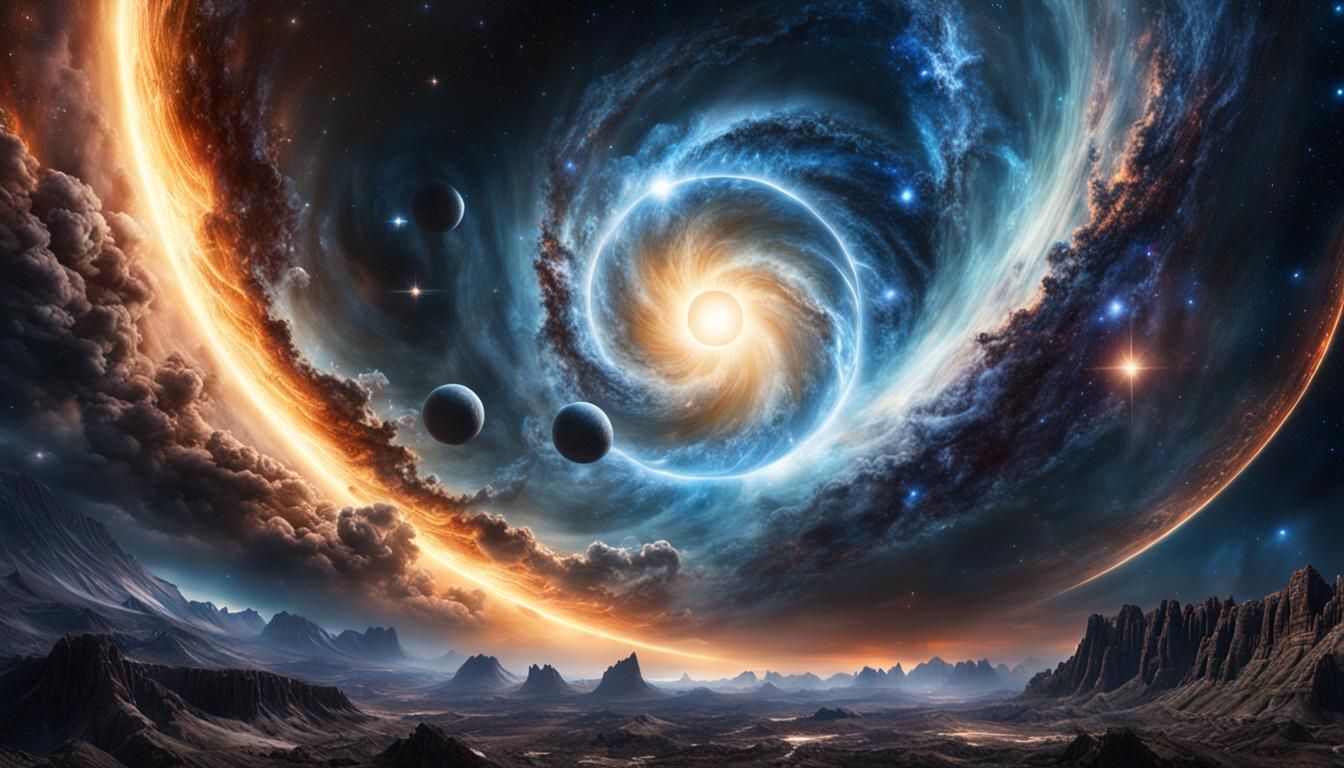 Blue Sun Galactic Eclipse in Hyperrealism