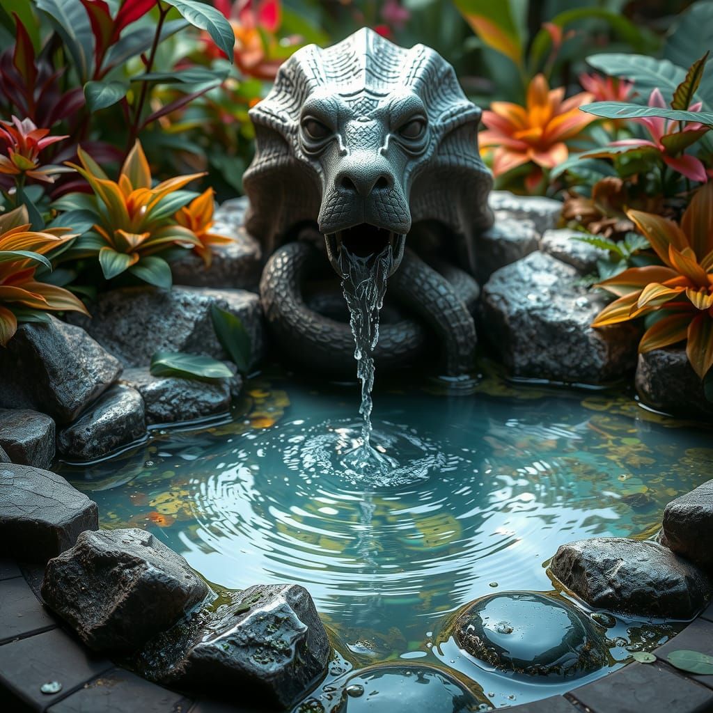 Mystical Creature Fountain in Enchanted Oasis