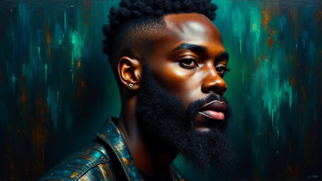 Handsome Black Man's Portrait in Rembrandt Lighting