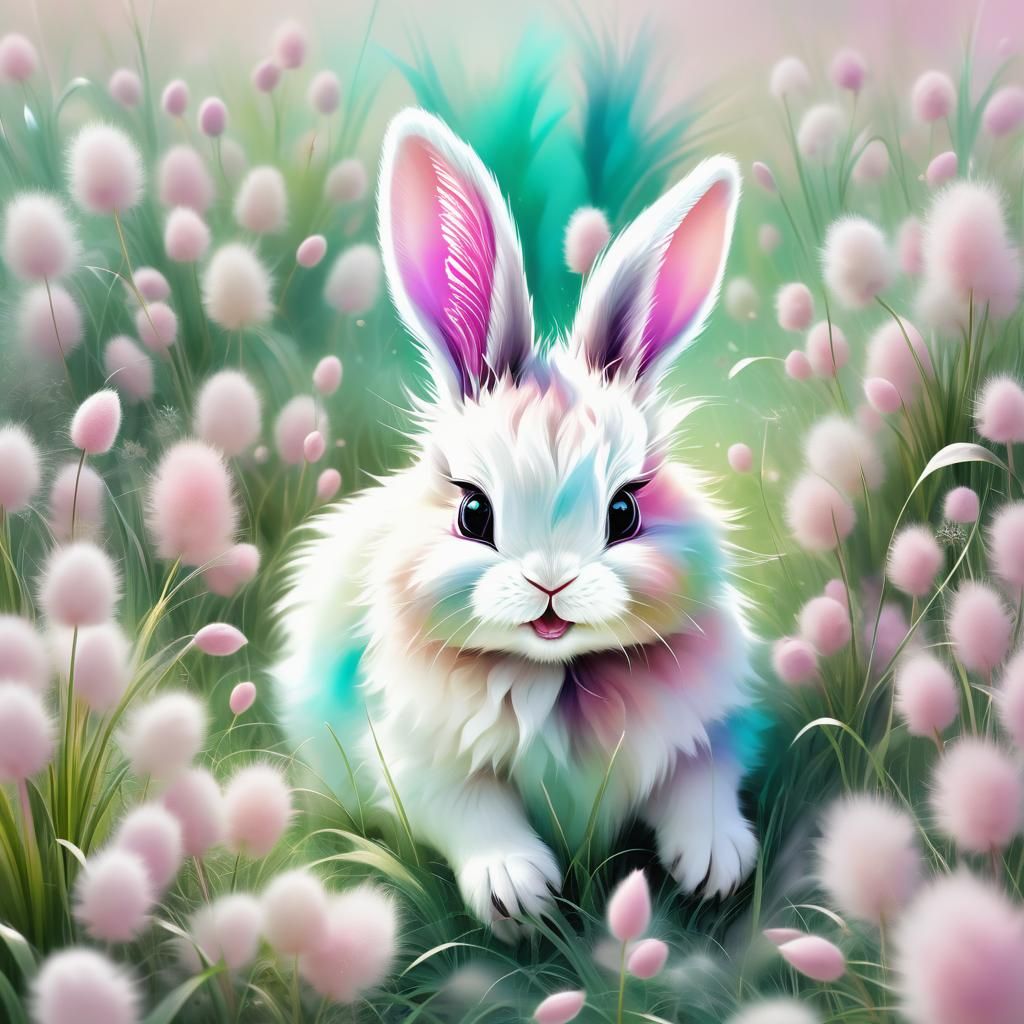 Opalescent Rabbit in Abstract Vector Art