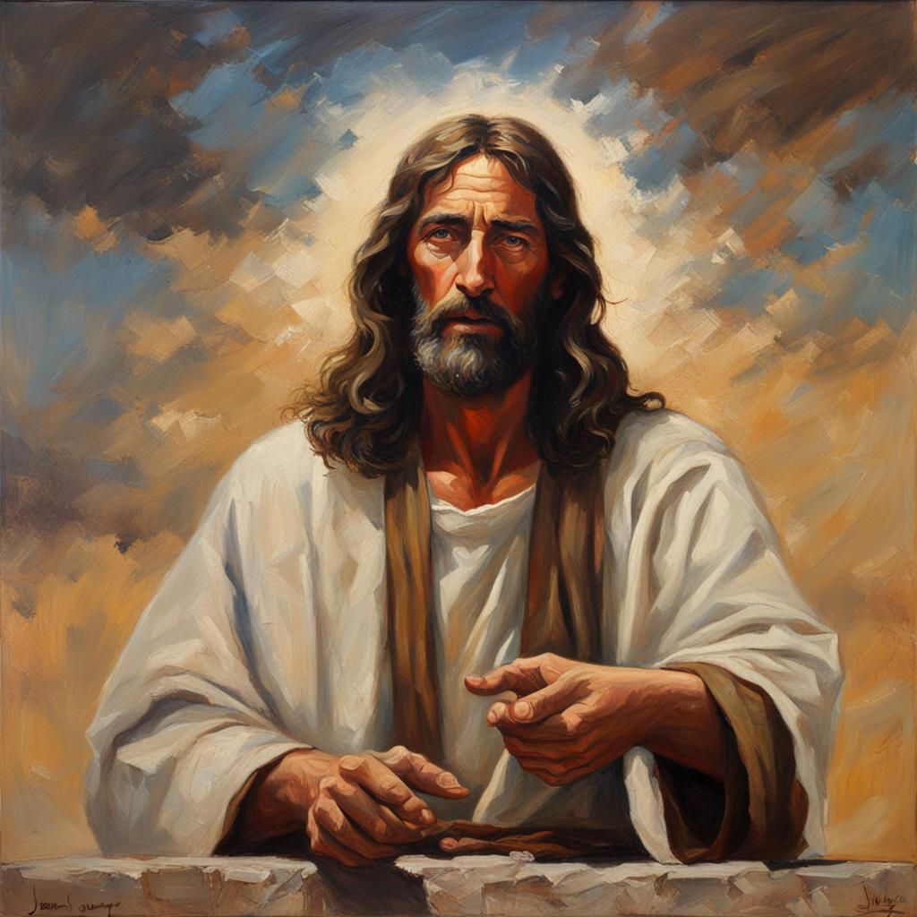 Jesus Christ Oil Painting in Realistic Style