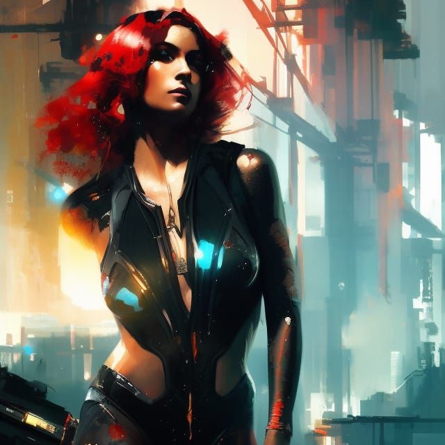 Tattooed Woman in Gouache Style, Watercolor, 8K