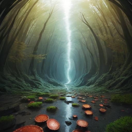 Surreal Beach Scene in Retrofuturistic Style