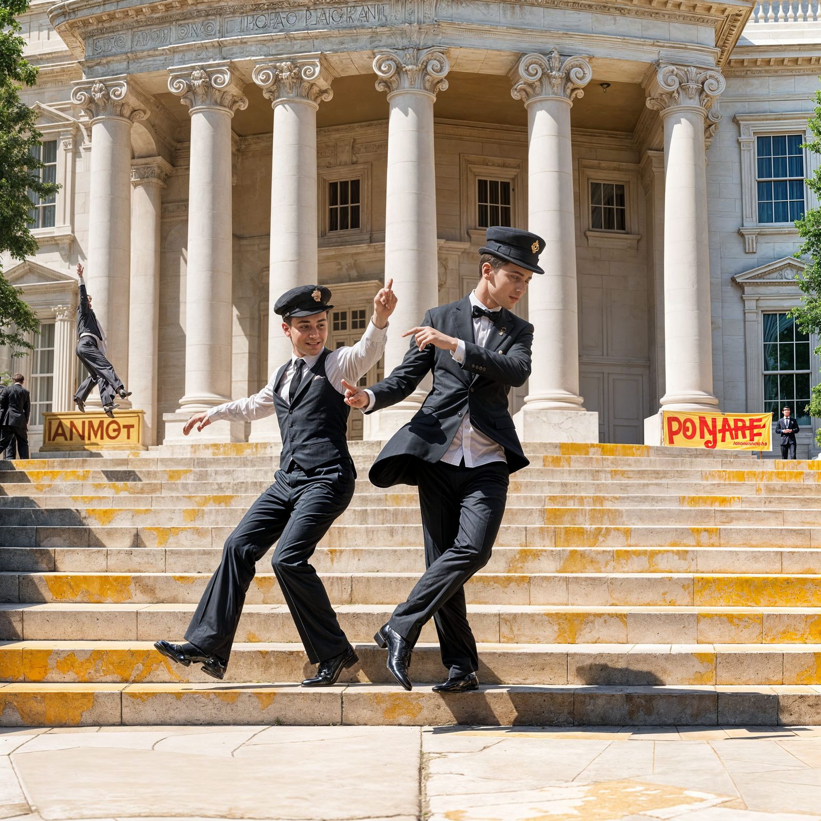 Handsome Bellhops Dance Argentine Tango on Whitehouse Steps