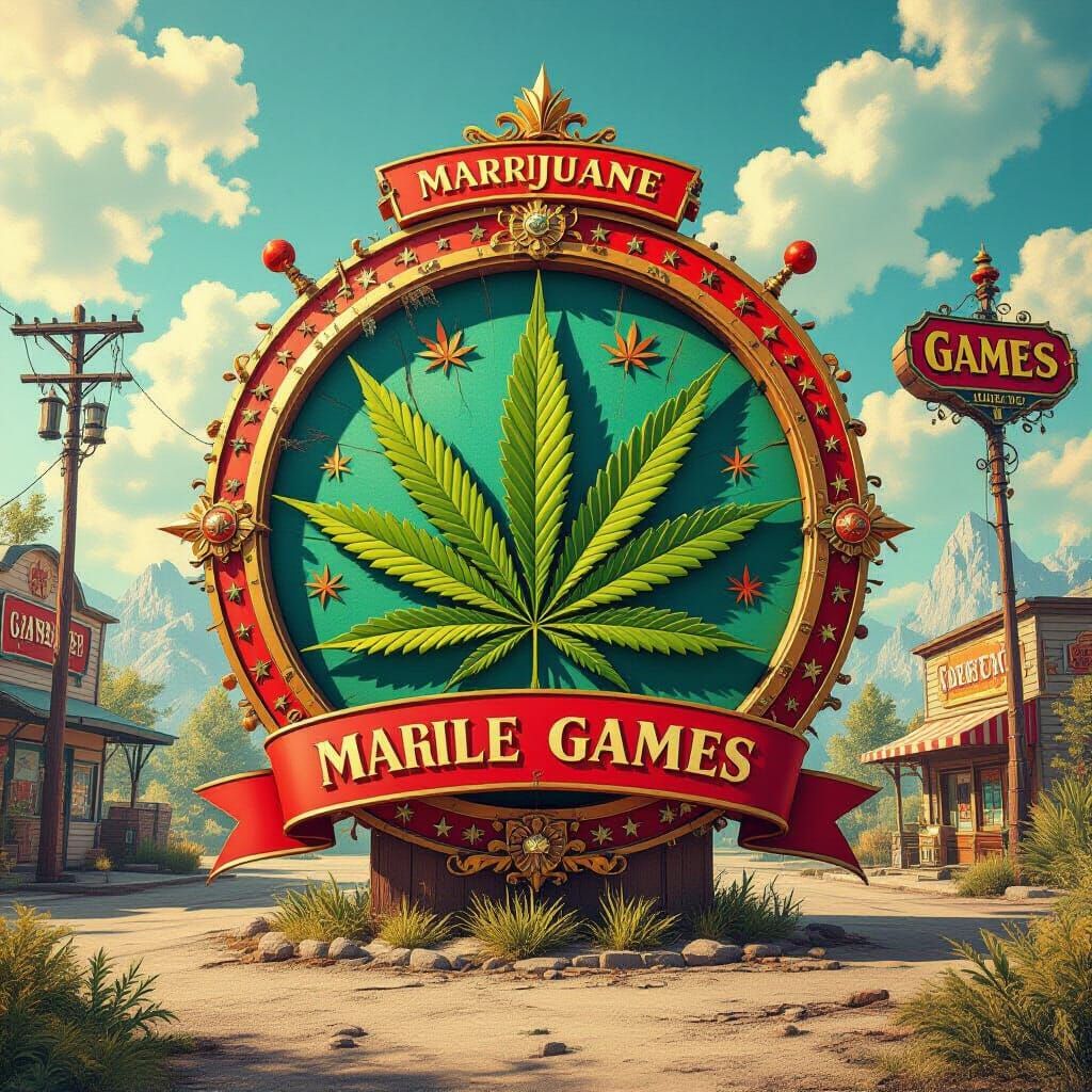 Vibrant Marijuana Logo in Detailed Matte Painting Style