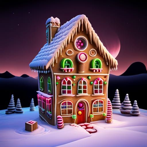 Colorful Gingerbread House Chalk Art Aerial View