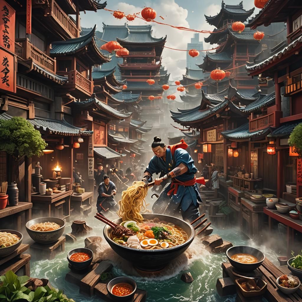 Toco Ramen Singapore Fight in Detailed Matte Painting