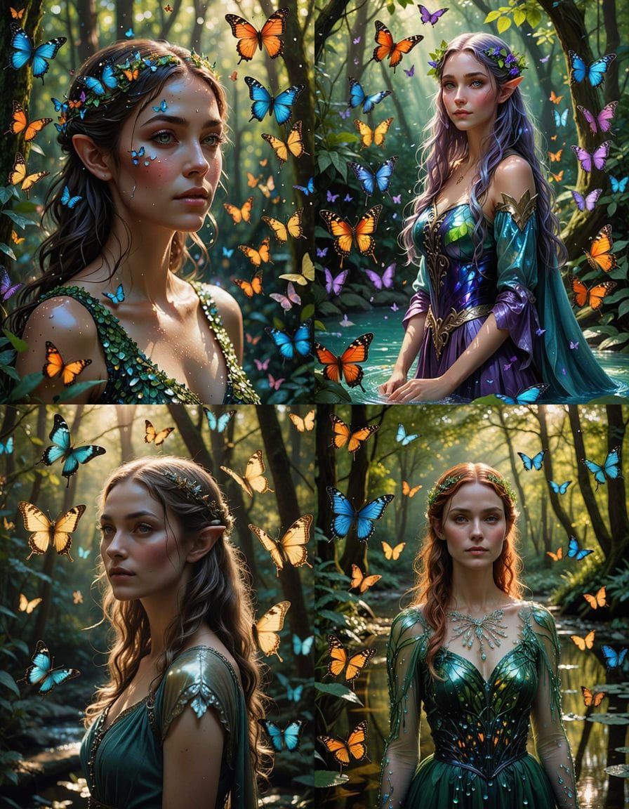 Mystical Elf Goddess in Water's Embrace