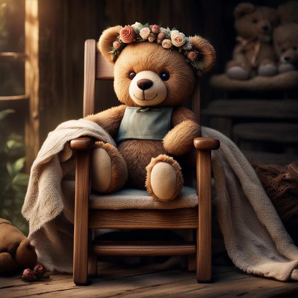 Teddy Bear's Cozy Moment in Earth Tones