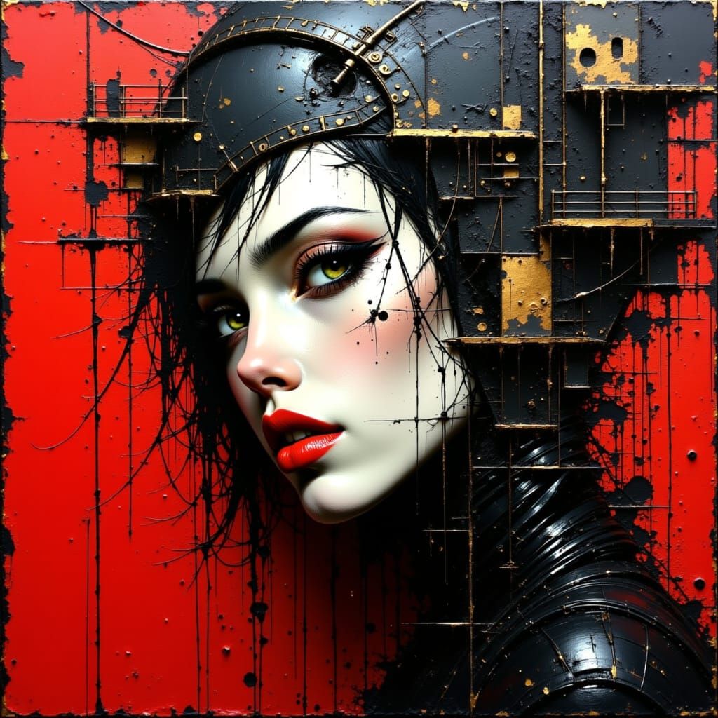 Haunting Female Portrait in Gothic Surrealist Style