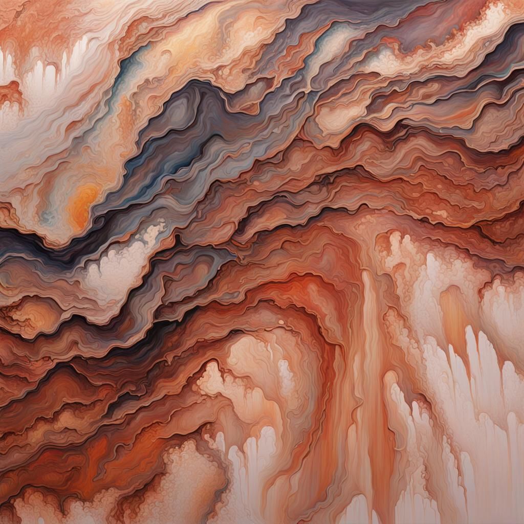 Abstract Expressionist Landscape with Metallic Intricacies