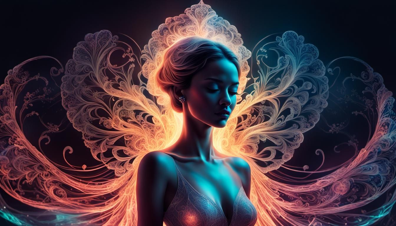 Translucent Opera Silhouette in Neon Lights