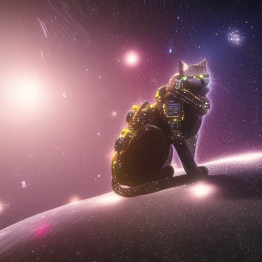 Sparkling Star Cat in Futuristic Sci-Fi Style