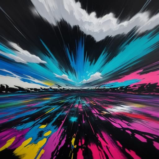 Vibrant Abstract Cloudscape in Graffiti Art Style
