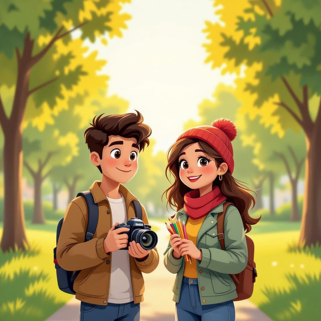 Friends in a Park: Pixar-Style 3D Digital Art