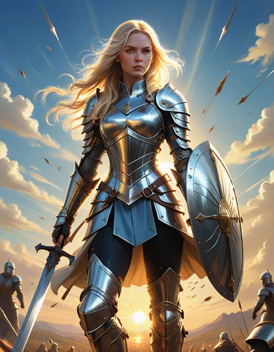 Radiant Woman Warrior in God Armor