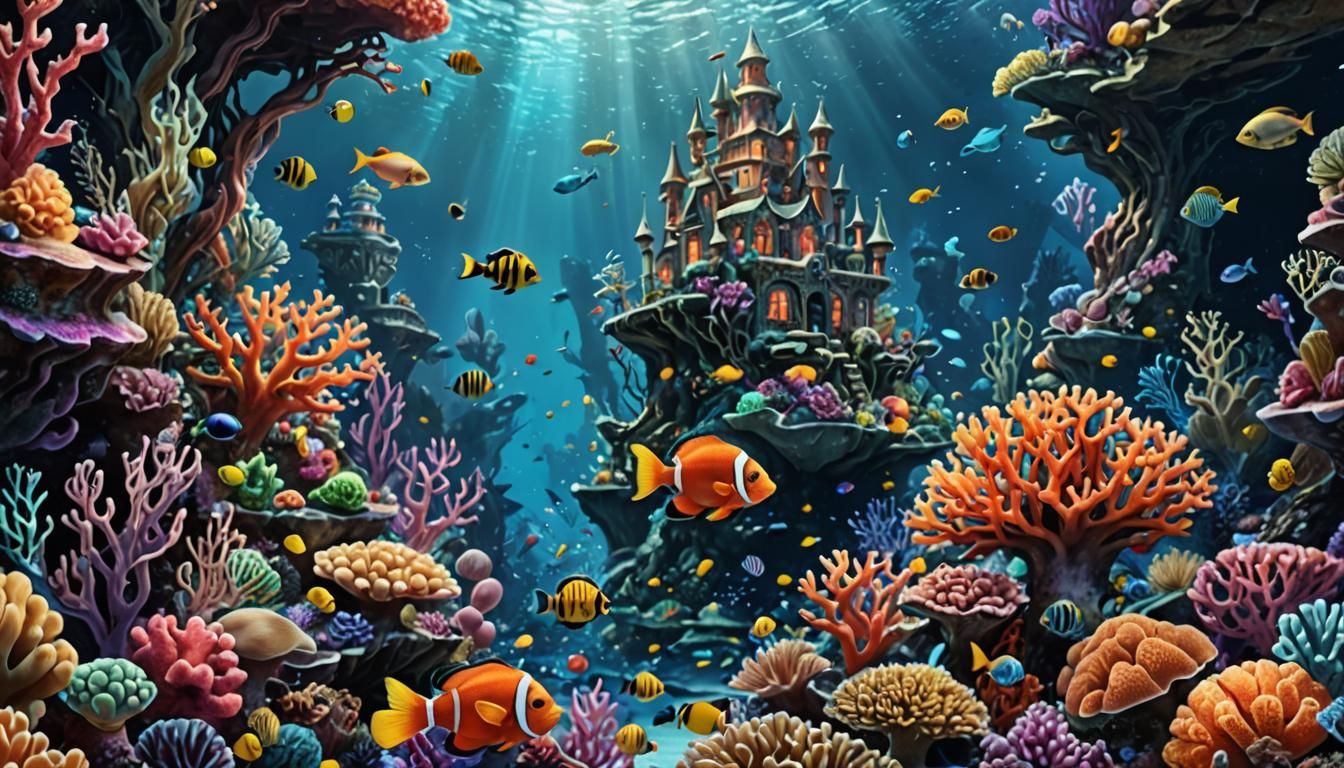 Vibrant Coral Reef Ecosystem in Fantasy Concept Art