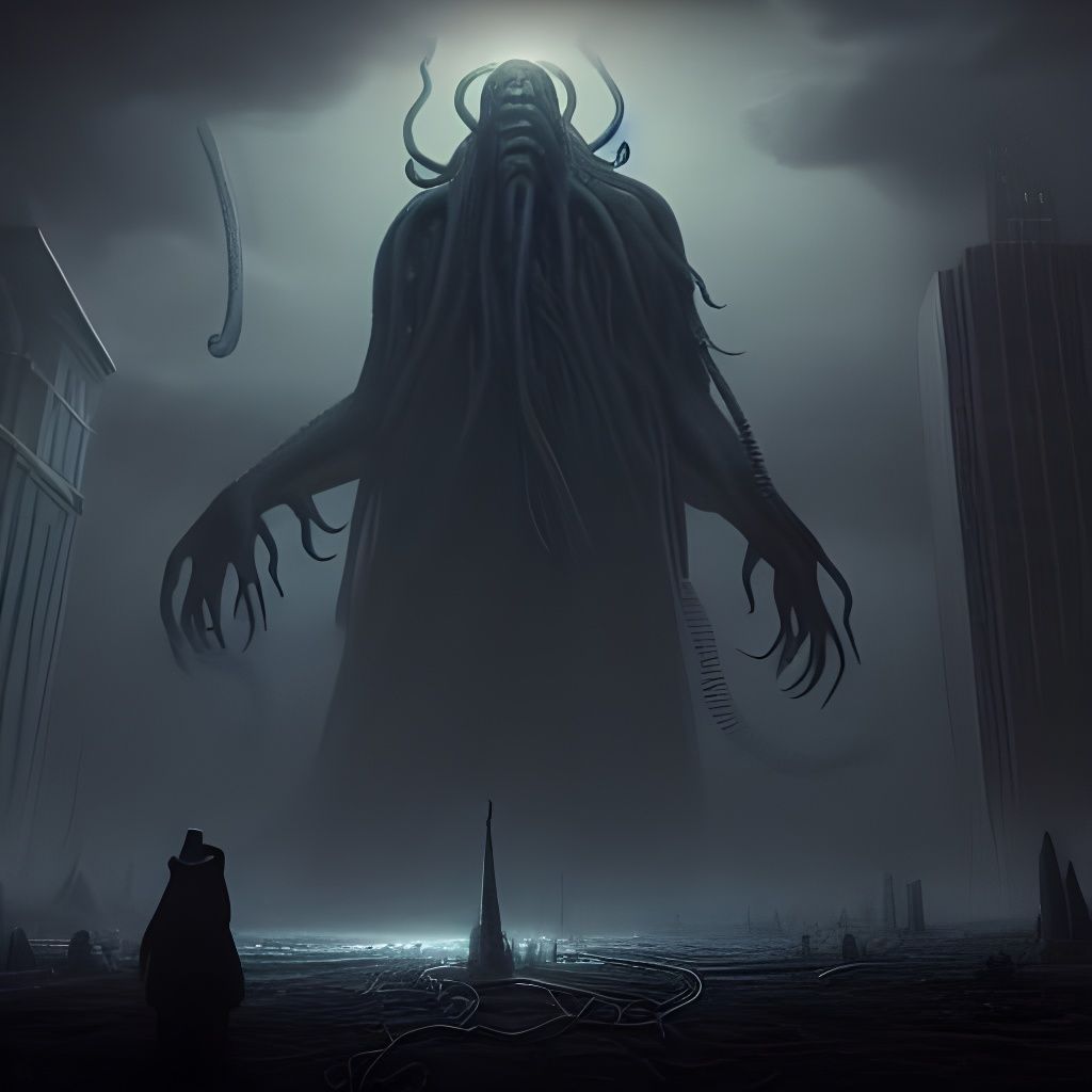 Giant Tentacle Elder God in Post-Apocalyptic City
