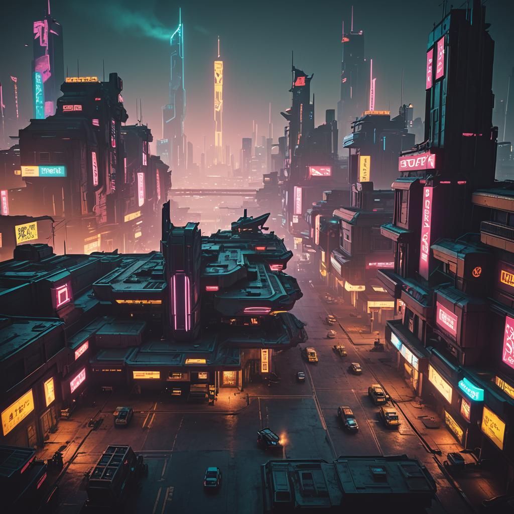 Cyberpunk Citadel in Post-Futuristic Earth: Cinematic Still