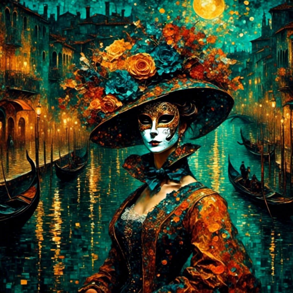 Venetian Carnival Mask: Gondola Ride on the Canal