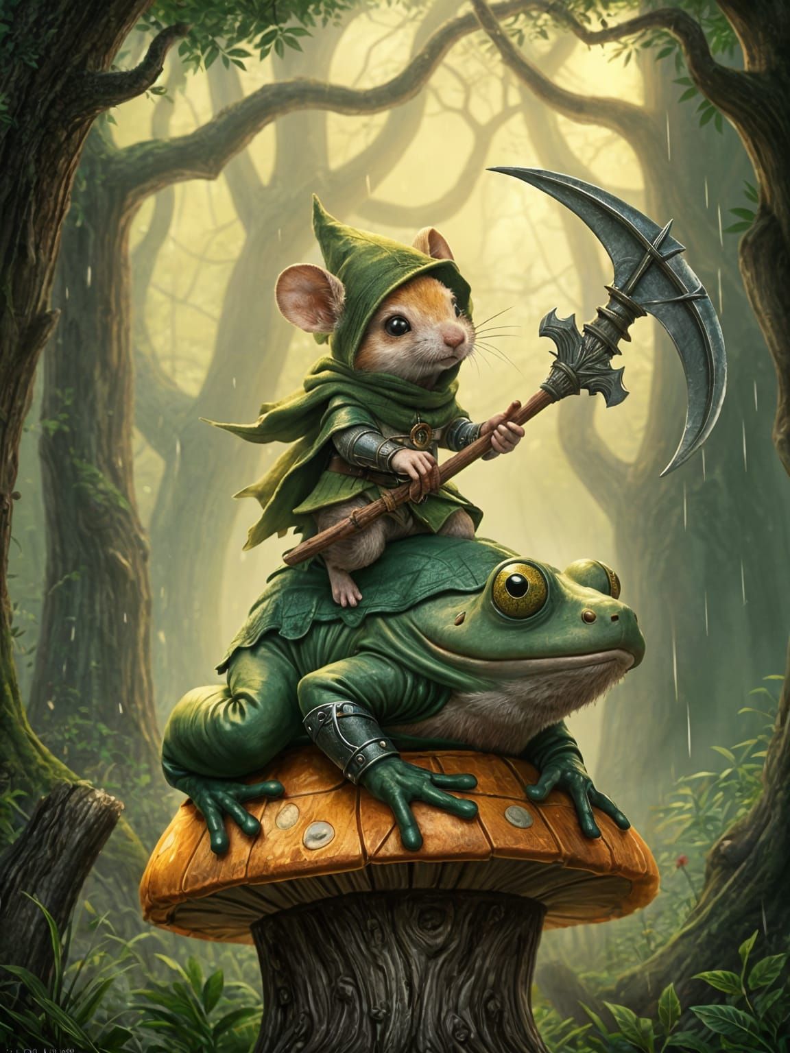 Whimsical Rainforest Guardian in Robin Hood Costume