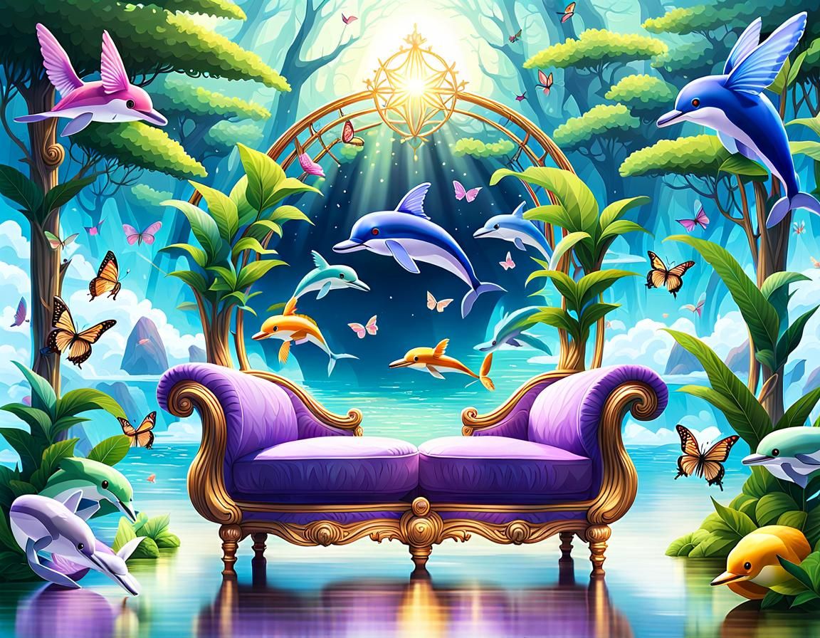 Tropical Rainforest Scene with Anime-Style Hybrid Animals