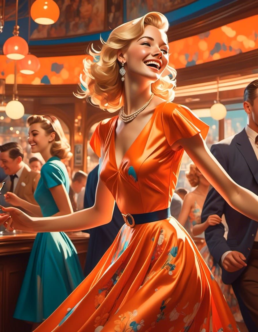 Stuck for what to wear to a "Fifties Forever" party Julie decided orange was the color of the time