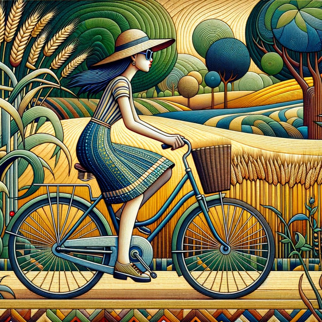 Polka Dot Bicycle Ride in Naive Art Style