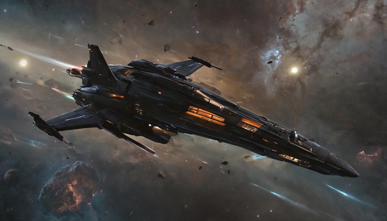 Starship Constitution Class Amidst Nebulae: Digital Matte Pa...