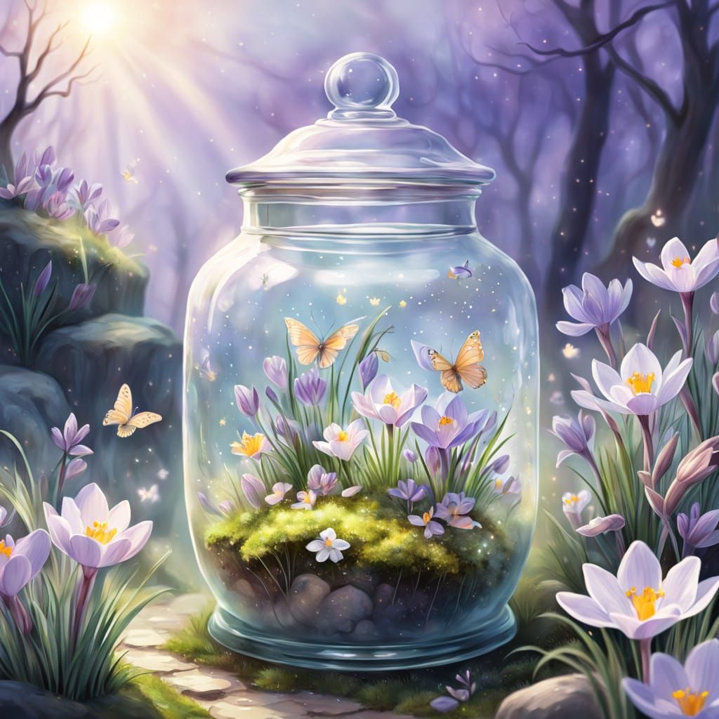 Whimsical Watercolor Spring Scene in Pastel Hues