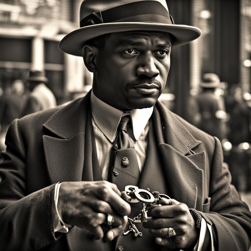 1930s Chicago Gangster Selling Handcuffs in HDR