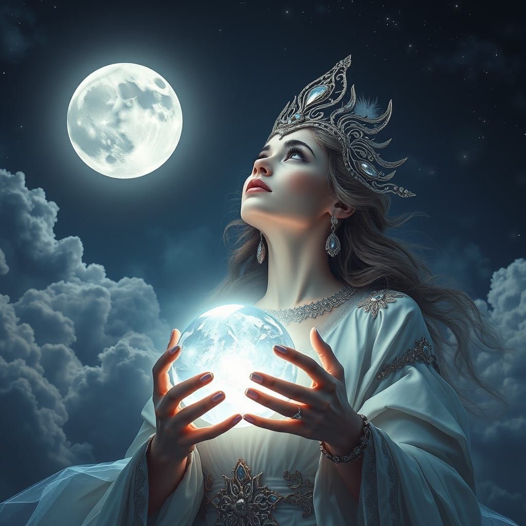 Ethereal Queen in Lunar Dreamscape
