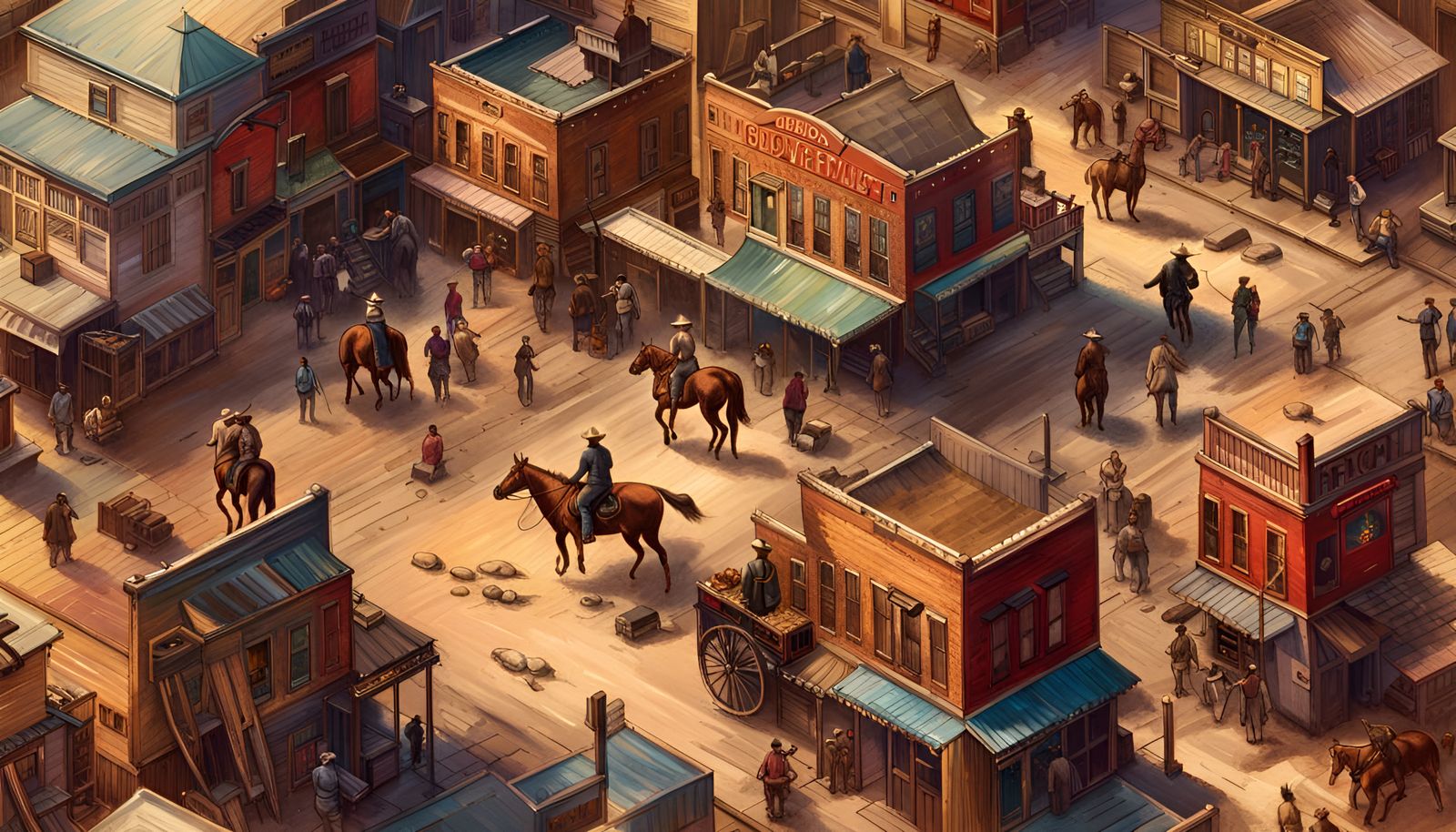 Wild West Town Aerial View in Hyperrealism