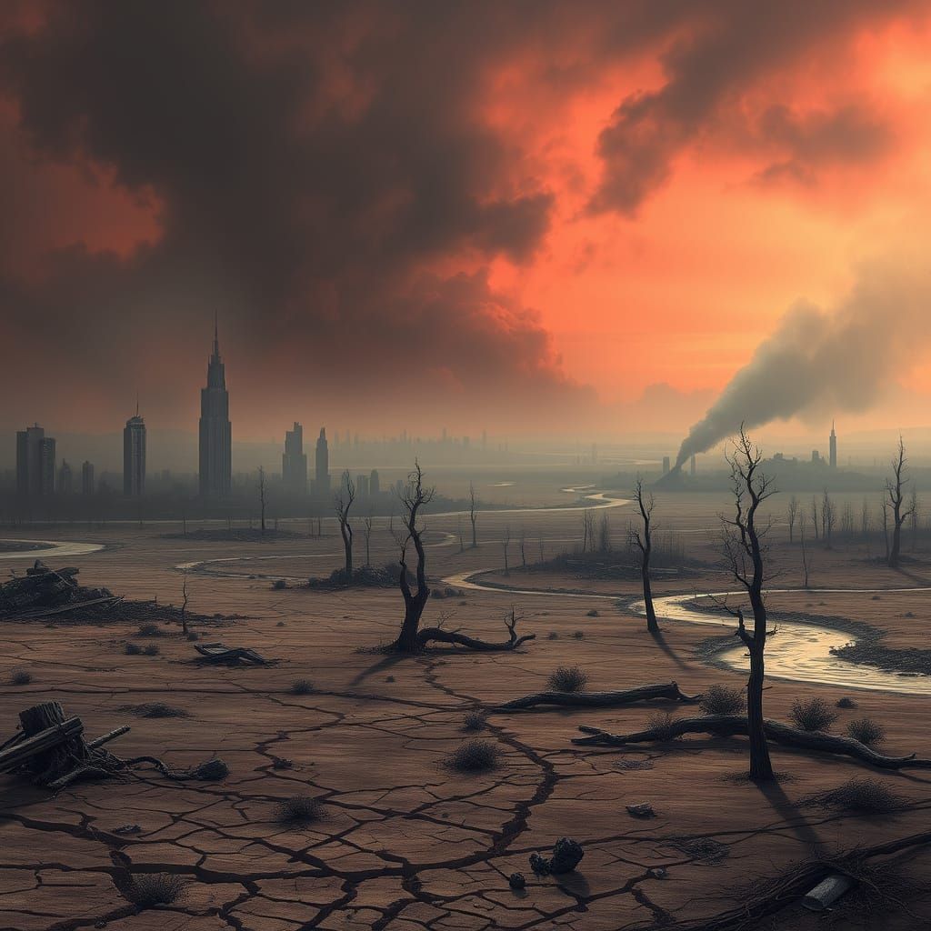 Desolate Post-Apocalyptic Wasteland in Muted Colors