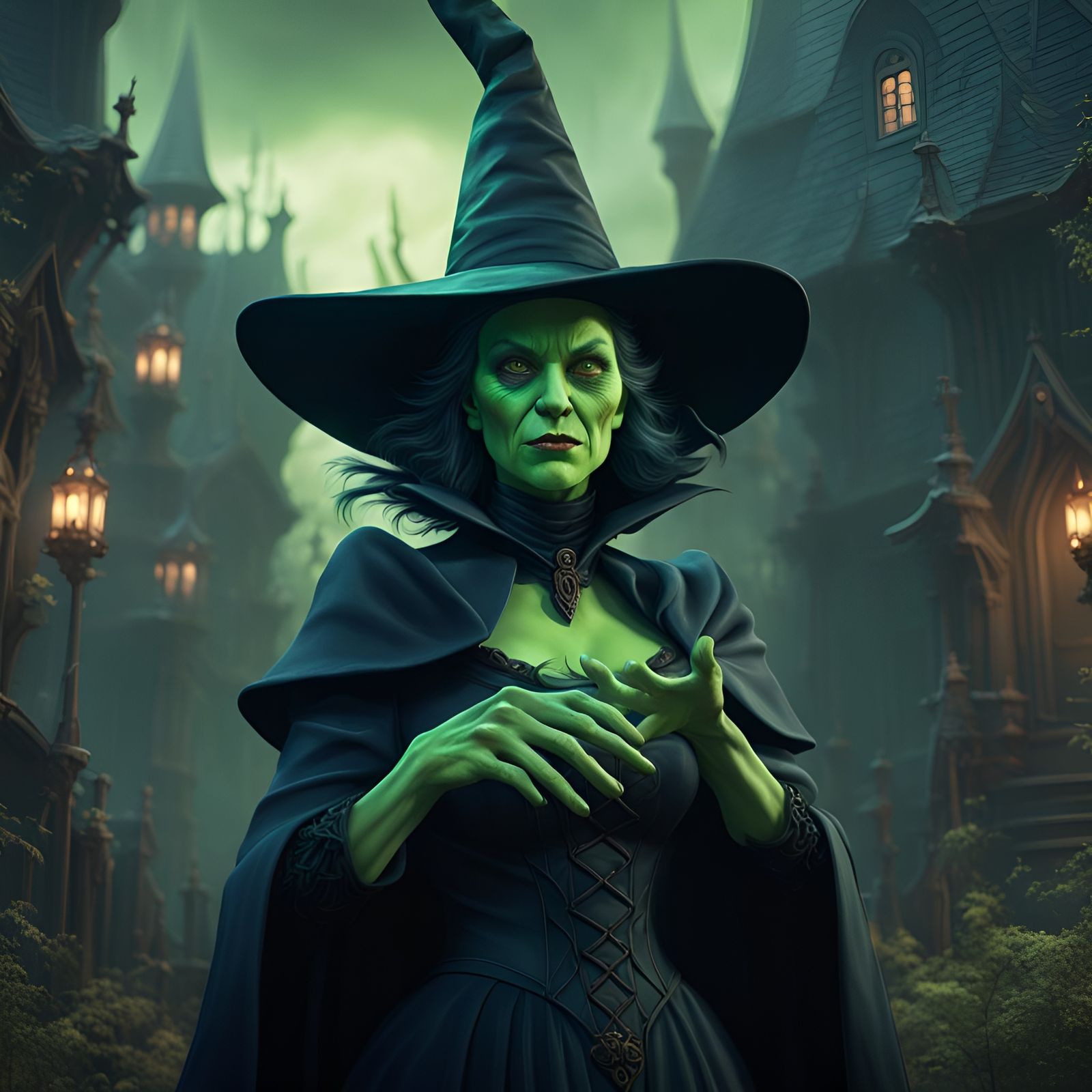 Wicked Witch with Red Apple: Fantasy Concept Art