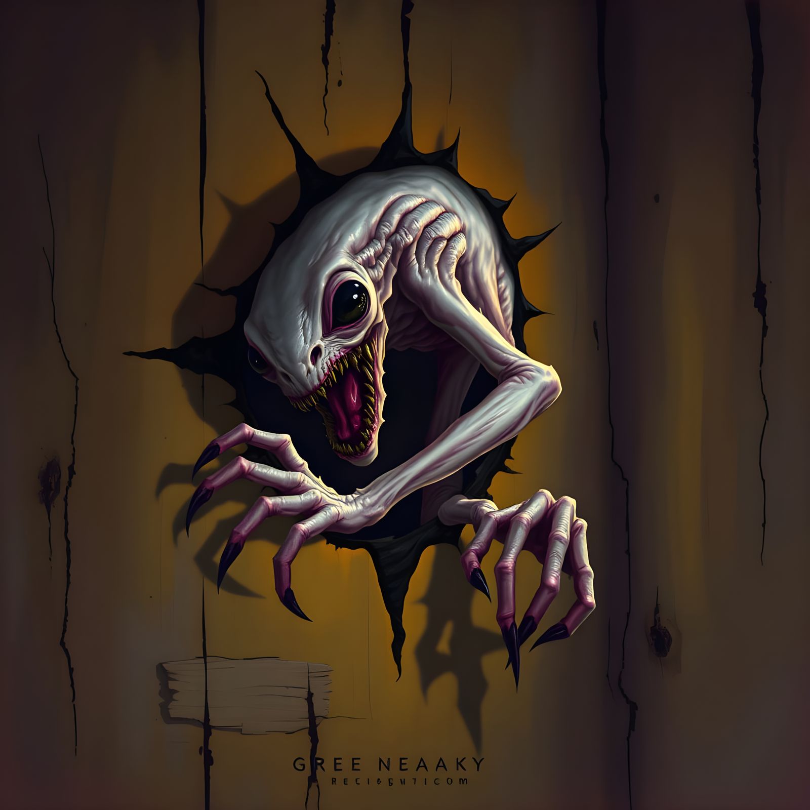 Twisted Creature Emerges from Dark, Decaying Room