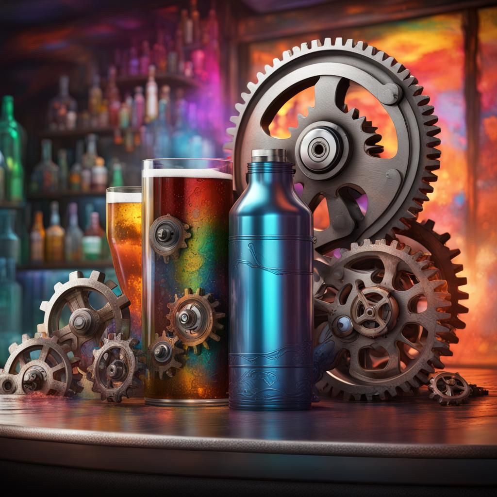 Hyperrealistic Vaporware Bar with Gears Splash Art