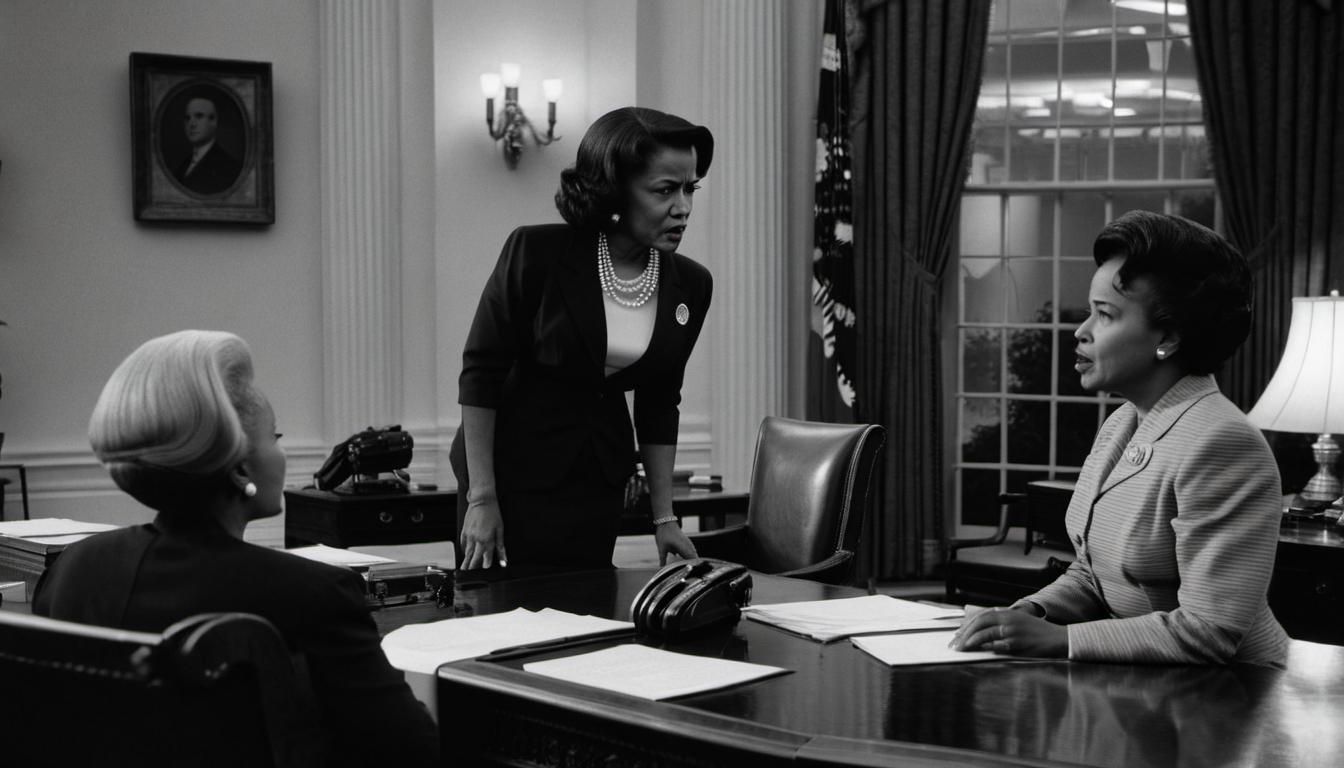 African-American Female President Debates Senator in Oval Of...