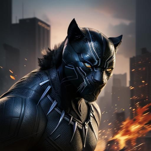 Hyperrealistic Black Panther in Splash Art Style