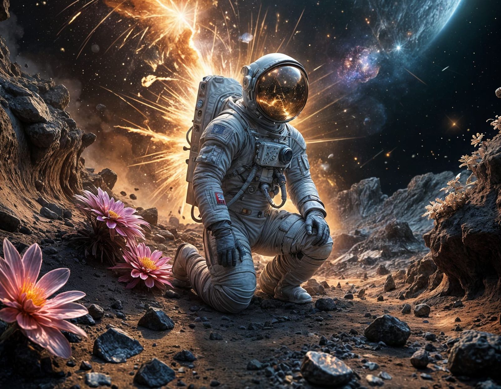 Astronaut Discovers Hidden Garden on Alien Planet